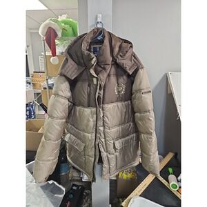 Phat Farm Classics Mens Puffer Jacket Green Brown  3XL Heavy Winter Coat Hooded